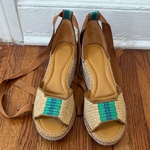 SARTO By Franco Sarto Woven Tan and Teal Espadrilles